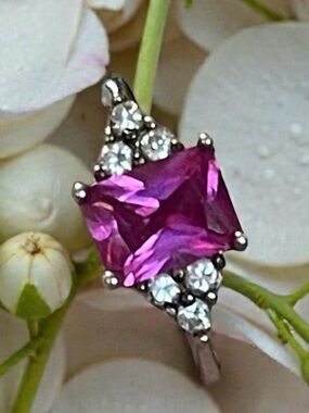 Genuine Sapphire & Clear Tourmaline Ring Signed 925 NV